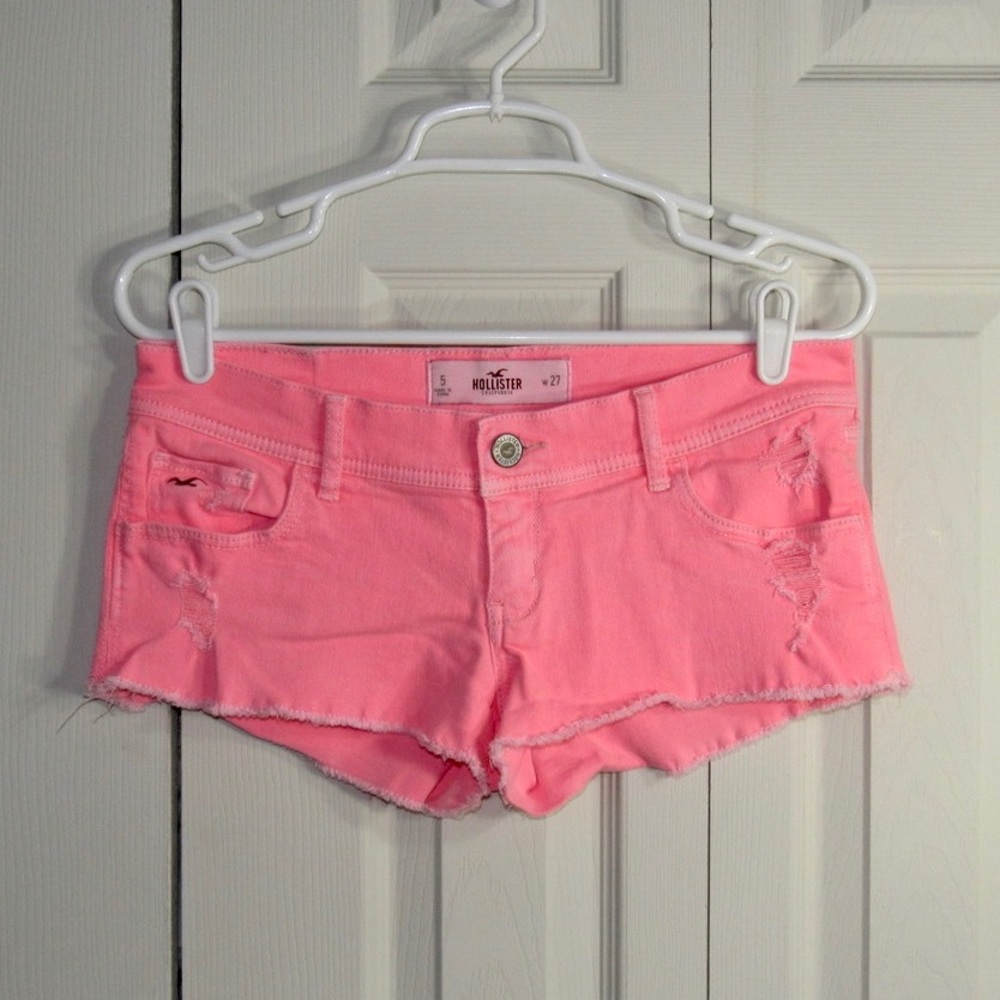 Hollister Low Rise Denim Cheeky Short Neon Pink